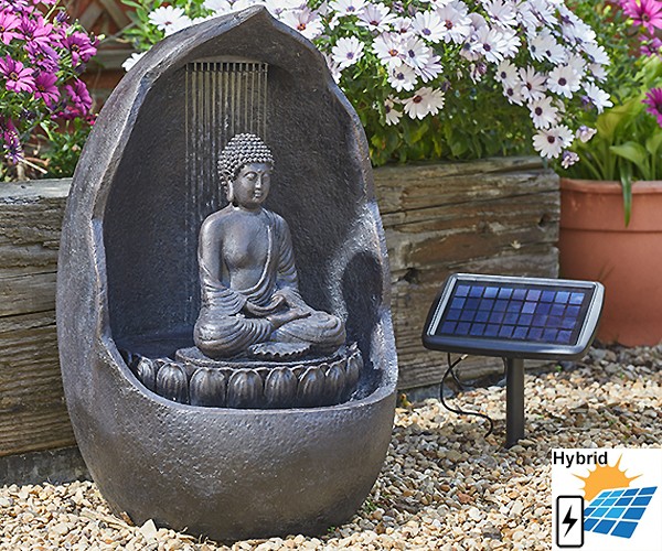 Large image of Smart Solar - Buddha Hybrid Solar Power Water Feature