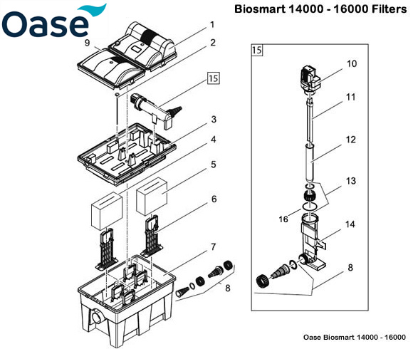 Oase Biosmart 14000 - 16000 Filter Spare Parts