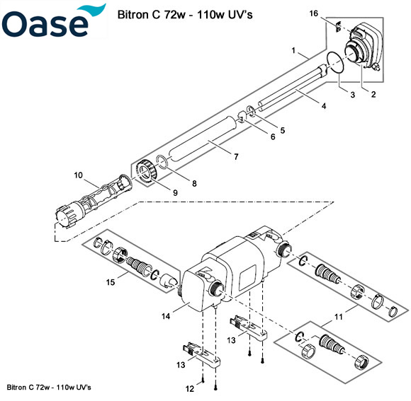 Oase Bitron C 72w - 110w UV Spare Parts