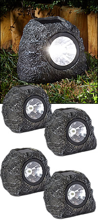 Smart Solar - Granite Solar Rock Spotlights (3 Lumens) - Pack of 4