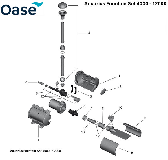 Oase Aquarius Fountain Set 4000 - 1200 Pump Spare Parts