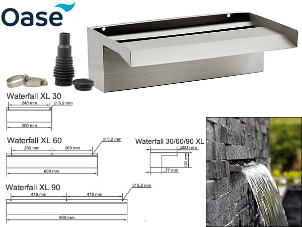Large image of Oase Stainless Steel Waterfall XL 30 - 30cm wide