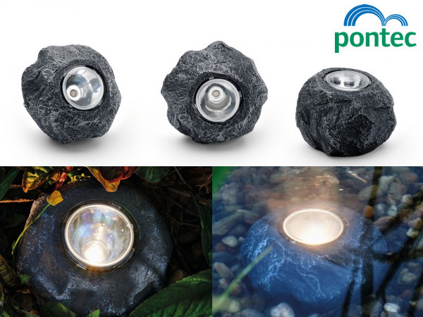 Pontec PondoStar LED Rock lights - 3 Light Set - Water Gardening Direct