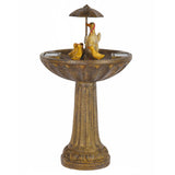 Umbrella and Duck Family Water Feature - Bronze Effect